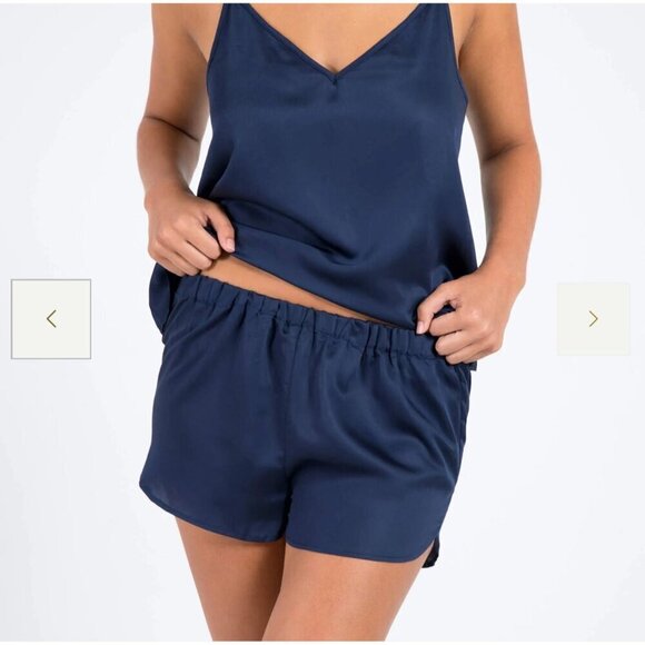 NWT Ettitude Bamboo Silky PJ Set - Women's Navy Blue Cami & Shorts 2 Piece Set